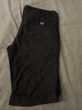 Roxy Black Folded Hem Shorts with Heart Emblem